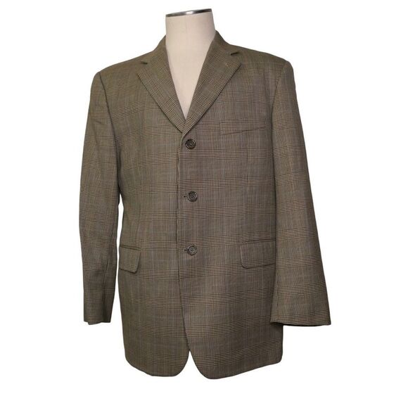 BURBERRY London Kensington Men's Sz 42S Tan Brown Plaid Jacket Blazer Sport Coat - Picture 1 of 15